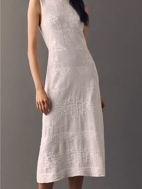 Anthropologie Aligne Ashley Crochet Knit Midi Dress - Ivory